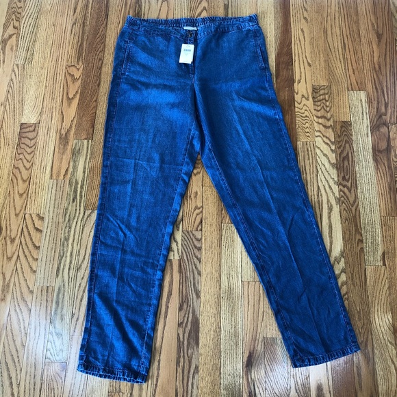 New Womens Blue Tencel Linen NEXT Crop Trousers Size 8 6 Petite RRP £30